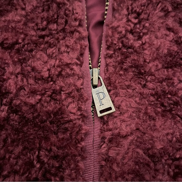Pendleton Women’s Burgundy Sherpa Full Zip Mock Neck Sweater Jacket Size Large - Picture 6 of 14